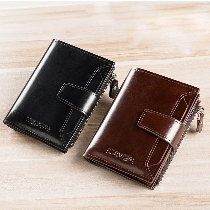 New Retro Men's Wallet Anti-theft Brush Short Leather Men's Coin purses Card holder Money clip luxury wallet