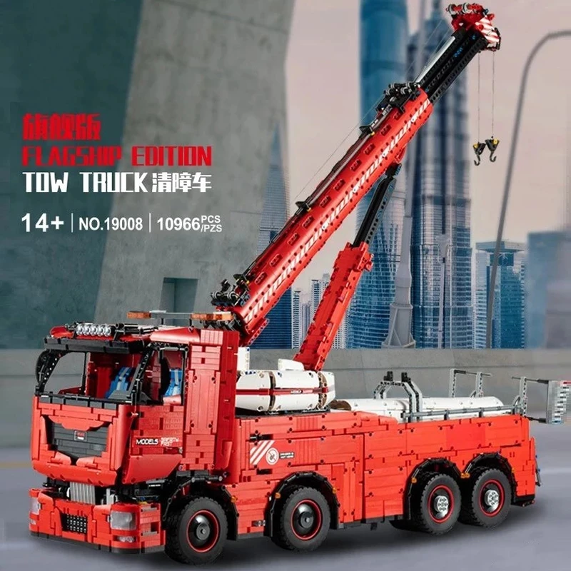 

MOULD KING 19008 Building Blocks The High-Tech MOC-29848 APP Motorized Tow Crane Truck MKII Set Bricks Kids Toys Christmas Gifts
