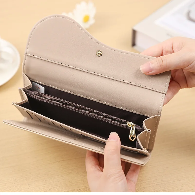 New Women Durable Long Wallets Pure Color Clutch Bag Lady's Large Capacity Card Bag Coin Purse Money Bag