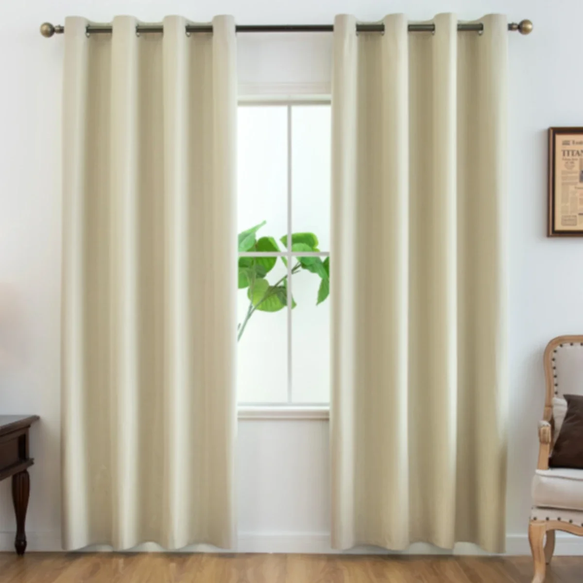 2 Panels  Solid Color Blackout Curtains with Heat Insulation&UV Protection - Grommet Top, Perfect for Living Room, Bedroom 3