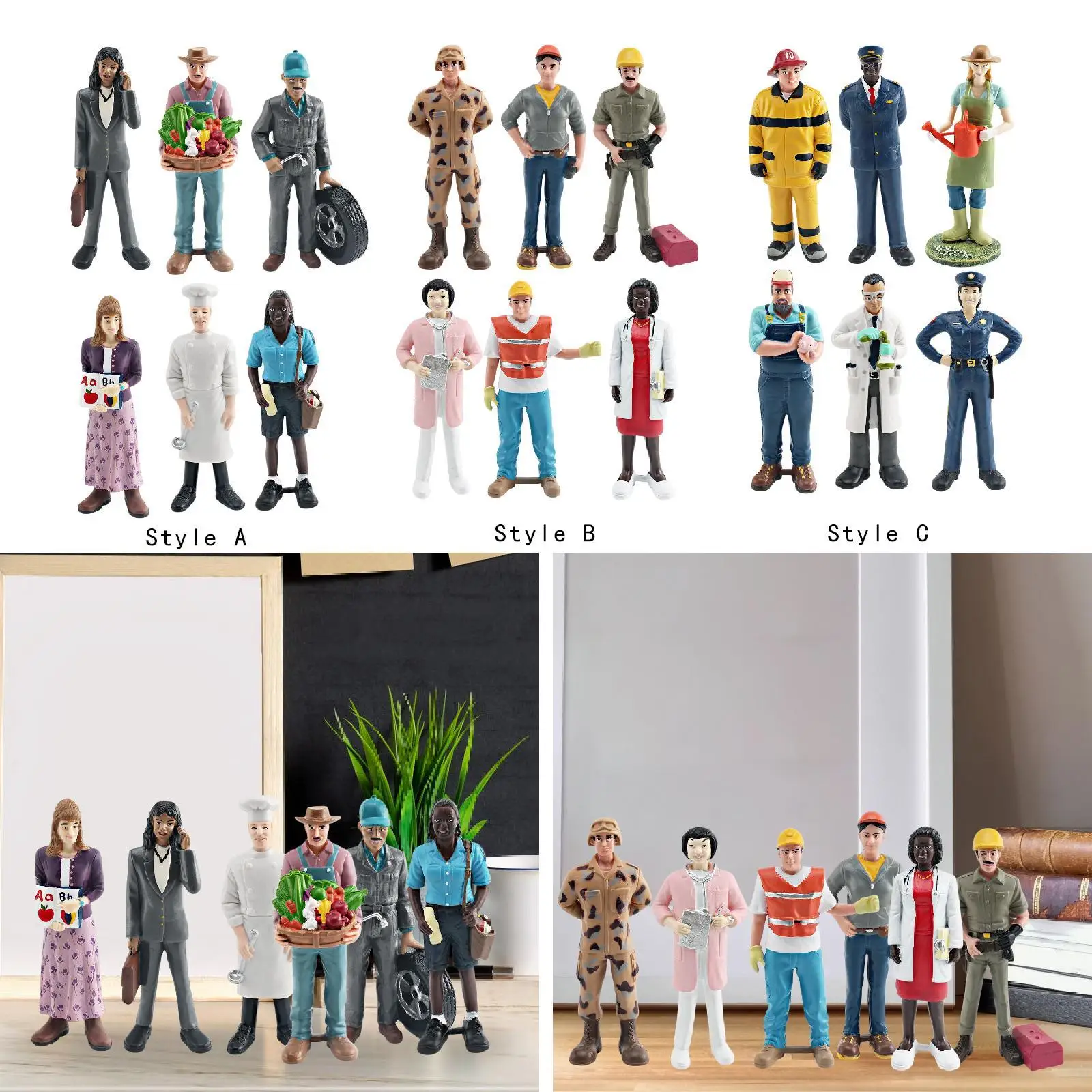 6 Pieces Professional Character Models Figures Fairy Garden Painted Crafts