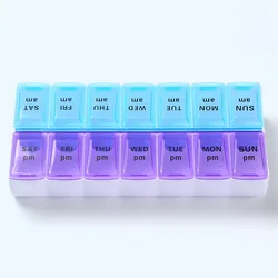 Weekly Pill Organizer with AM/PM Compartments - Travel - Friendly Medicine Storage and Splitter (VIOLET)