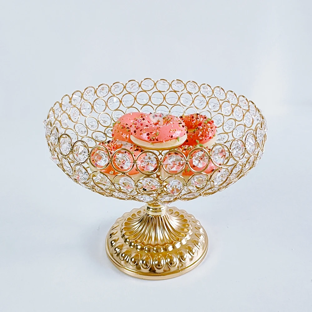 1pcs Crystal Fruit Gold Living Room Fruit Decoration Plate Wedding Cake Stand Golden Wedding Centerpieces For Tables Dining