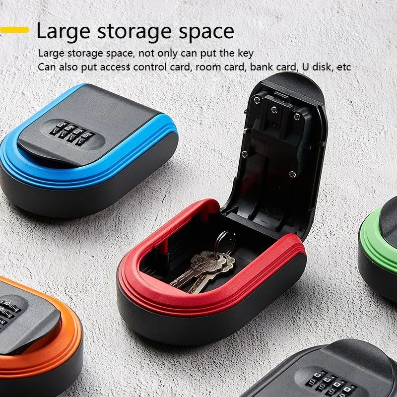 Wall Mount Key Lock Box, 4 Digit Password Code, Security Lock, No Key for Home Office, Safe Secret Storage Box Organizer 4