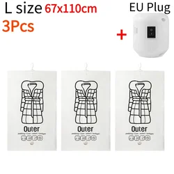 Transparent Vacuum Storage Bag for Clothes and Coats - Dustproof Organizer with Air Pump (3Pcs 67x110CM EU)