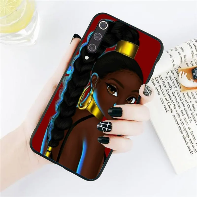 Melanin Poppin Black Girl Phone Case Cover For Xiaomi Redmi Note 11 10 9T 8 7 Pro 9 9A 9C 8 Soft Black