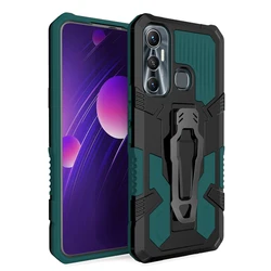 Durable Shockproof Armor Case with Belt Clip & Concealed Bracket for Inifix Hot 11s (Dark green)