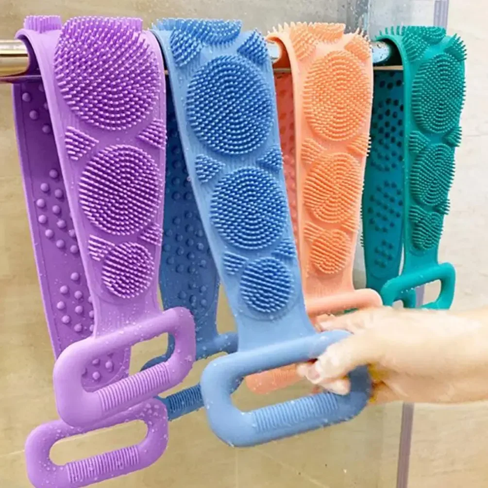 Bath brush Shower scrubber Body Sponge Silicone Brushes Bath Towels Scrubber Rubbing Back Peeling Massage Shower Belt Extended Skin Clean Brushes