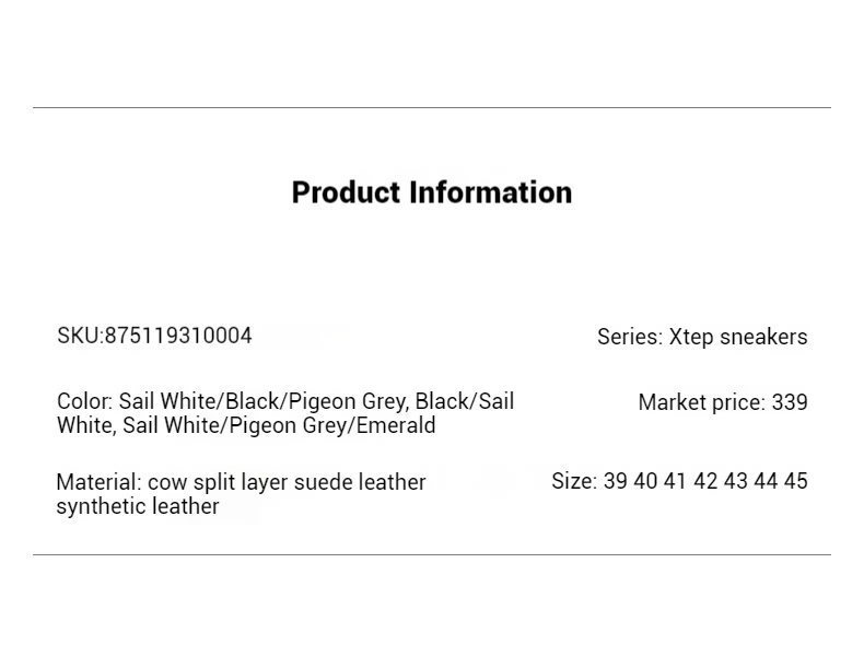 Description Picture 3 of itemXtep GAT Skateboarding Shoes For Men 2025 Spring Stability Comfortable Sports Shoes Classics Street Soft Sneakers 875119310004