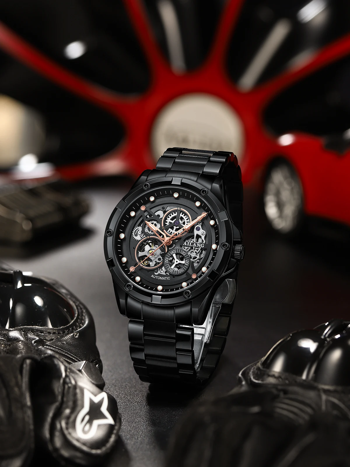 2022 New AILANG Automatic Men's Watch Stainless Steel Simple Mechanical Watch Sport Luxury Cool Black Stainless Steel Clock