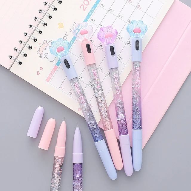 10/20/30pcs/Lot Kawaii Quicksand Gel Pen Cute 0.38mm Black Ink Neutral Pen  Student School Supplies Writing Office Staionary - AliExpress