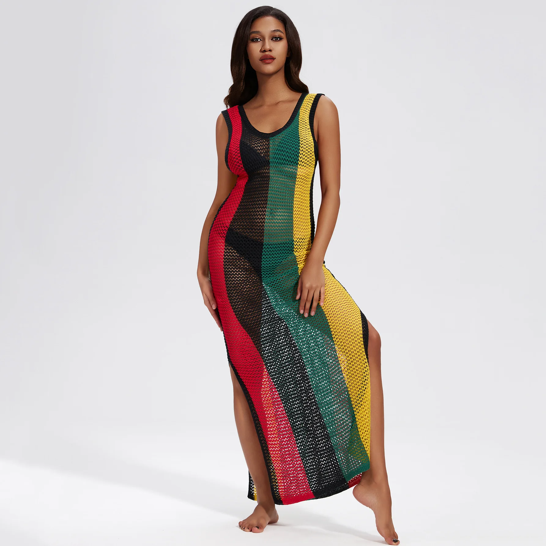 

Пляжное платье в рубчик с принтом, женский купальник, сексуальное облегающее платье с вырезами и узлом, черное кимоно, женское бикини, пляжная одежда 2024