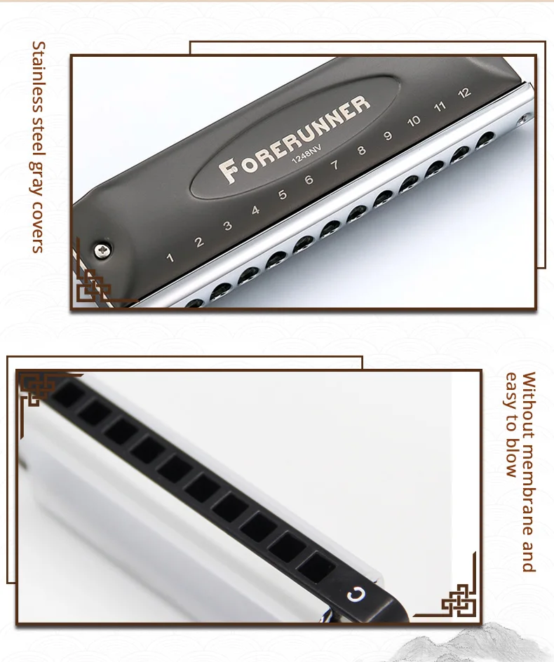 EASTTOP Harmonica Music Instruments Key of C 12 Holes 48 Tones Chromatic Instrumentos Musicales Chromatic Competitive chromatic harmonica mouth harp