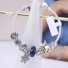 

2020 925 Sterling Silver Hollow Plain Silver Love Elk Beaded Silver Silk Woven Pan Bracelet For Women Wedding Fashion Jewelry