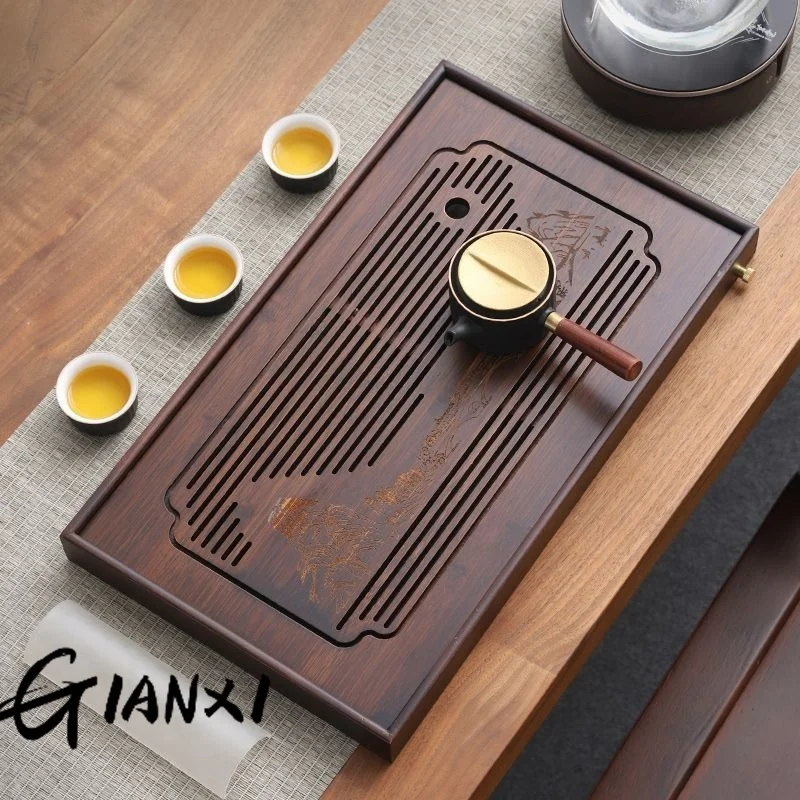 GIANXI Jiangshan Tea Tray Household Small Drain Tea Table Bamboo Tray Kung Fu Set Accessories Sea Dry Brewing Table tea tray tea set