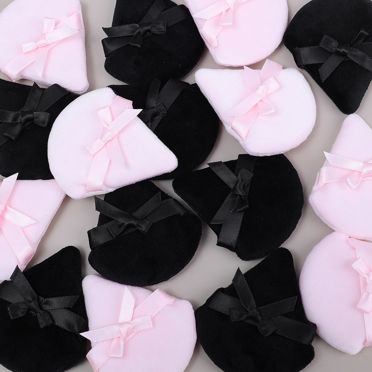 Crystal Velvet Triangle Powder Puff Ultra-Soft Washable Short Fluff Bows Loose Powder Cosmetic Puffs Sponge Apply Makeup Tools 6