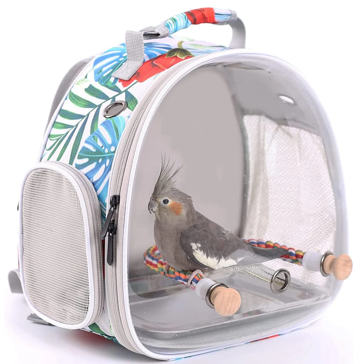 Bird Carrier Backpack with Rope Perch, Portable Bird Travel Carrier