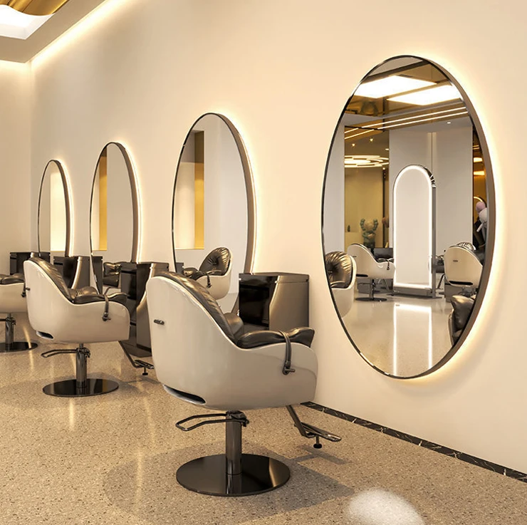 Manufacturer custom beauty hair round wall standing led smart salon mirror with chair salon furniture mirror sets for barbershop new silencer shoots nails tools sets diy woodworking multifunctional nail tool kit wall fastening hand tool drop shipping