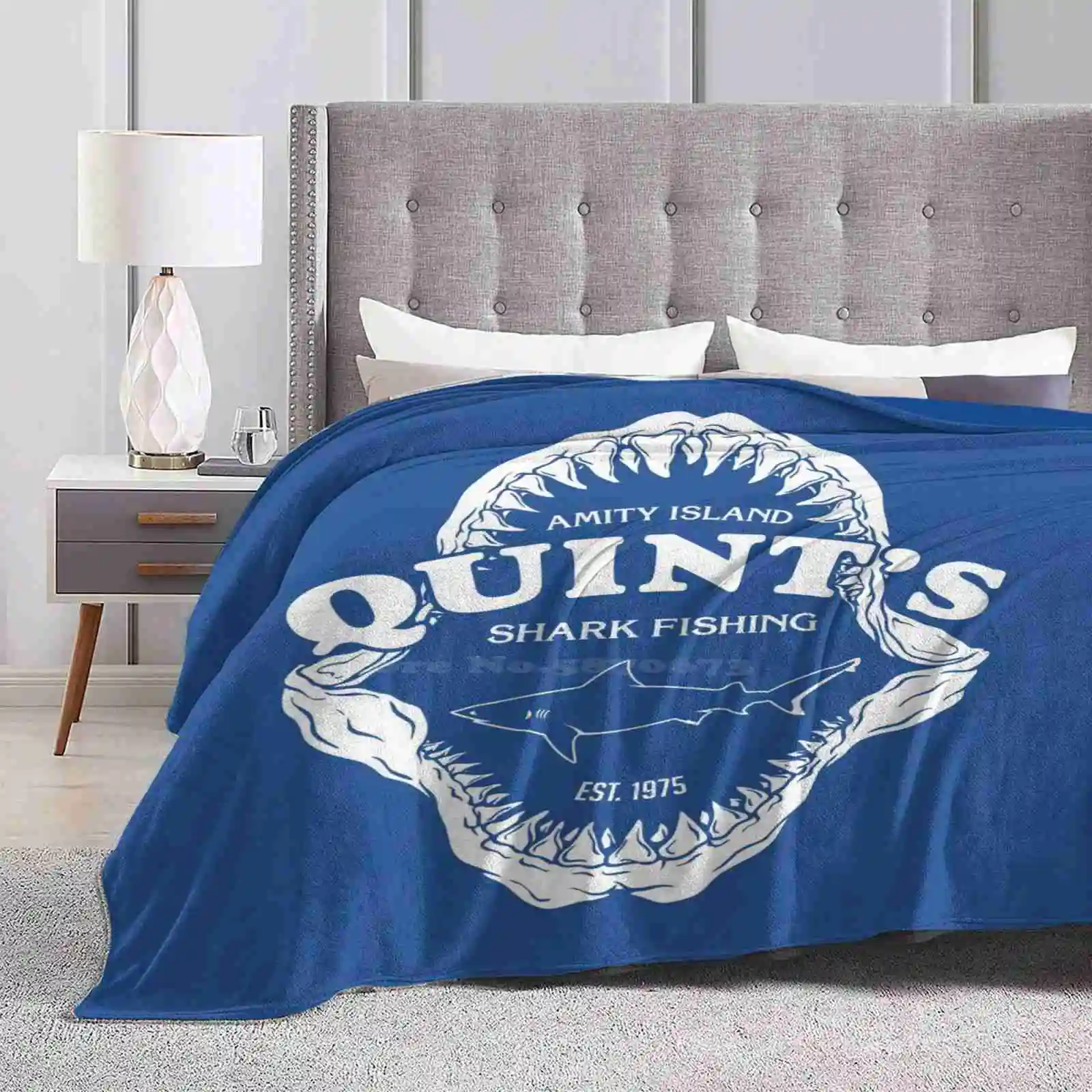 Quinte Shark Fishing-Jaws Quattro Stagioni Confortevole Caldo Morbido Tiro Coperta Ganasce Quints Shark Funny Humor Retro 70S Movie Fish