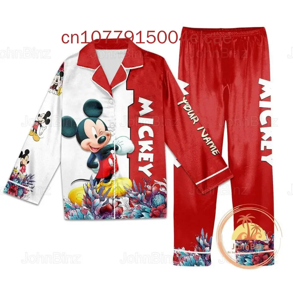 Disney Mickey Mouse Cruise Pajama Set Minnie 3d Printed Casual Men's and Women's Long Sleeved Shirt Pajama Set 4