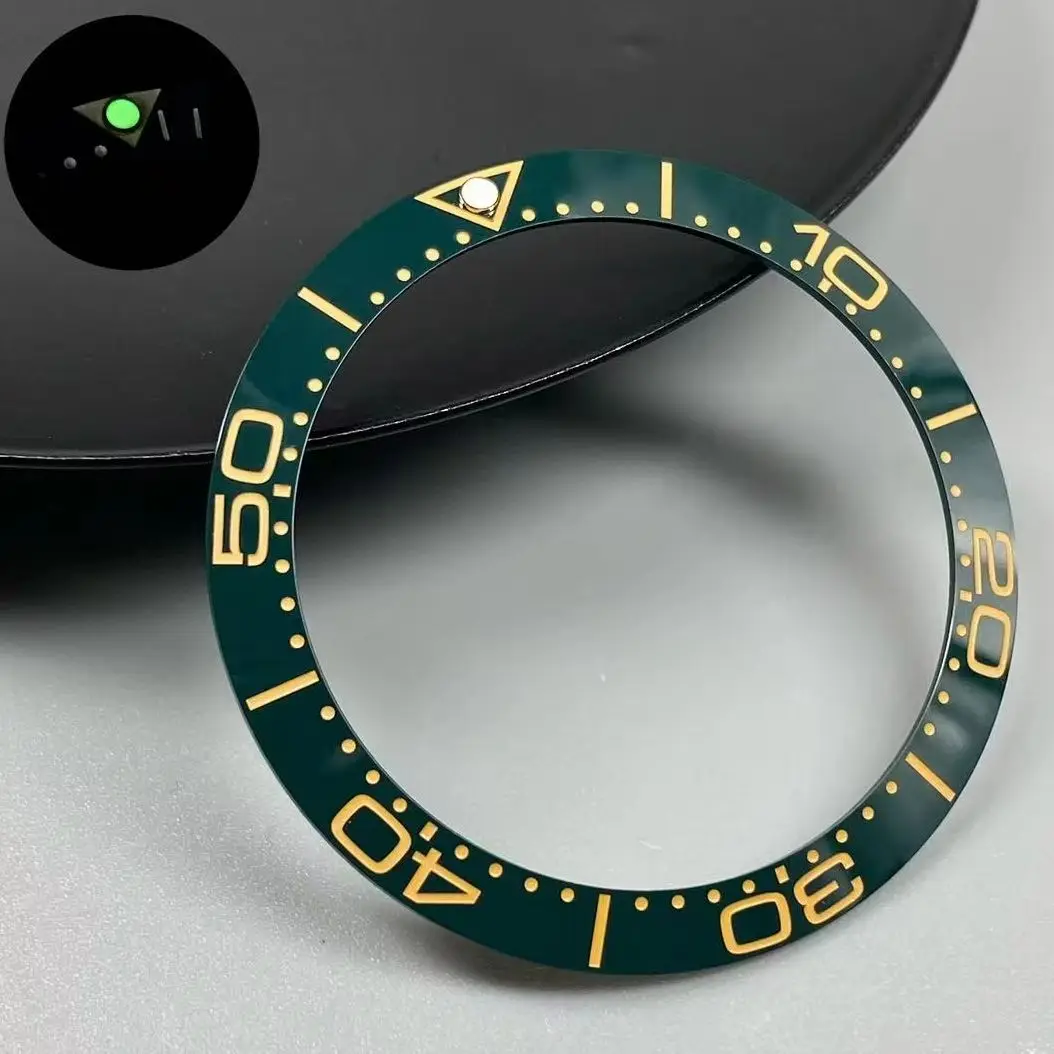 Blue/Green Luminous 38mm Tilted Ceramic Bezel Insert Ring