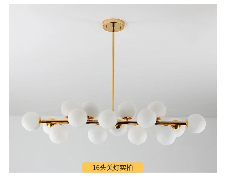 Description Picture 6 of itemNordic Long Glass Ceiling Chandelier for Table Dining Room Kitchen Island Bar Design Pendant Lamp Home Decor Lusters Luminaires