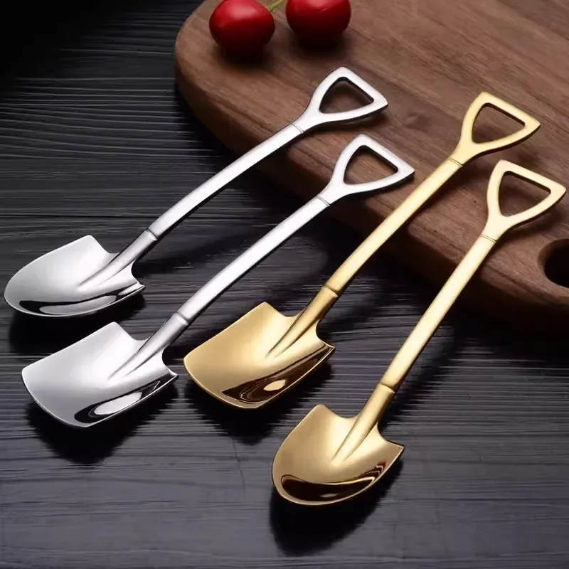 Stainless Steel Spoon Set 20/2Pcs Gold Silver Shovel Spoon Coffee Teaspoon Fruit Ice Cream Dessert Spoons Scoops Kitchen Tableware stainless steel spoon stainless steel spoon set stainless steel fork spoon set mini shovel spoons