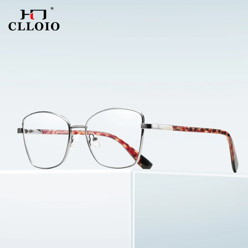 

CLLOIO Classic Blue Light Blocking Women Glasses Frame Fashion Metal Spring Hinge Eyewear Optical Prescription Eyeglasses Frames