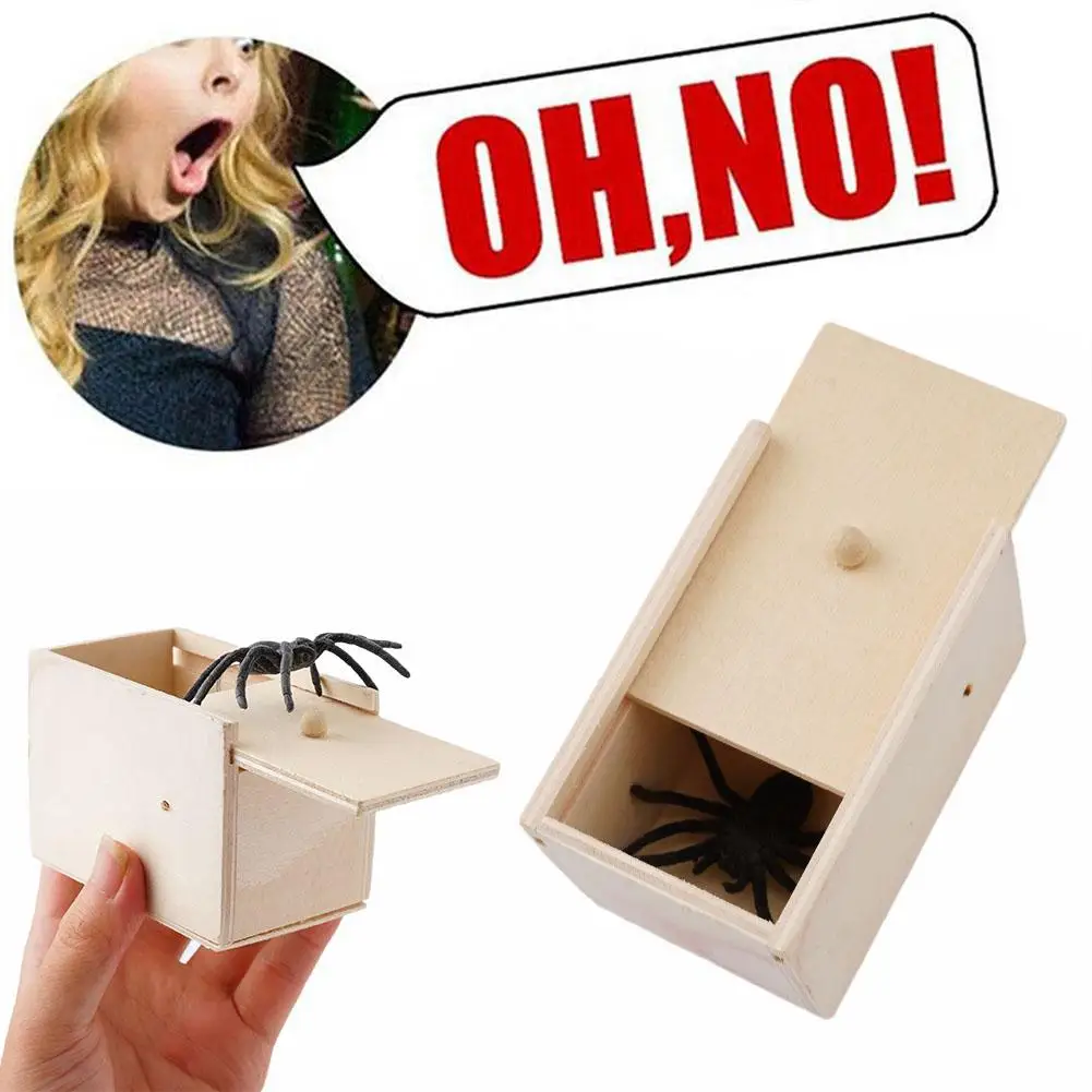 

Funny Scare Box Wooden Prank Spider Hidden in Case Great Quality Prank-Wooden Scarebox Interesting Play Trick Joke Toys Gift