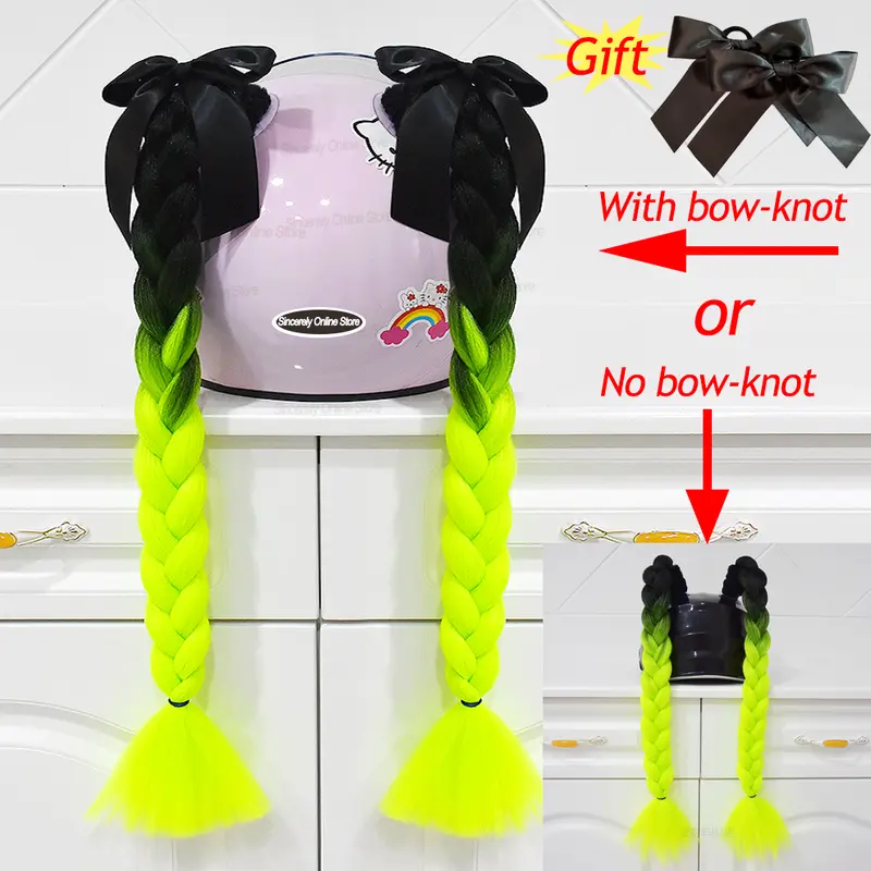 2pcs Quality Braids For Motorcycle Helmet Ponytail Sucker Braids Wig For Woman Helmet Decor Ears Twist Accessories 164 Colors - Image 19