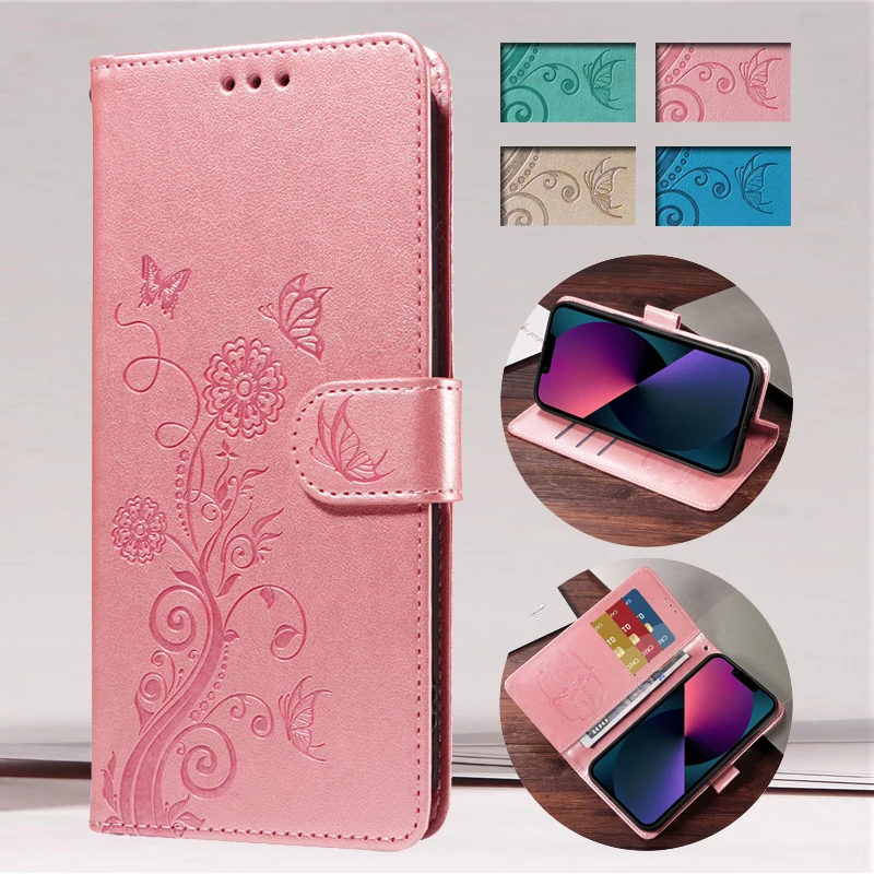 Elegant Flip Cover Leather Wallet Phone Case with Fringed Iris Design