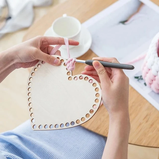 Horgolt Kosár Alap Kézi Szövött Fa Üres Alaplap Barkácskáska Tároló Alsó Kiegészítők - Image 2