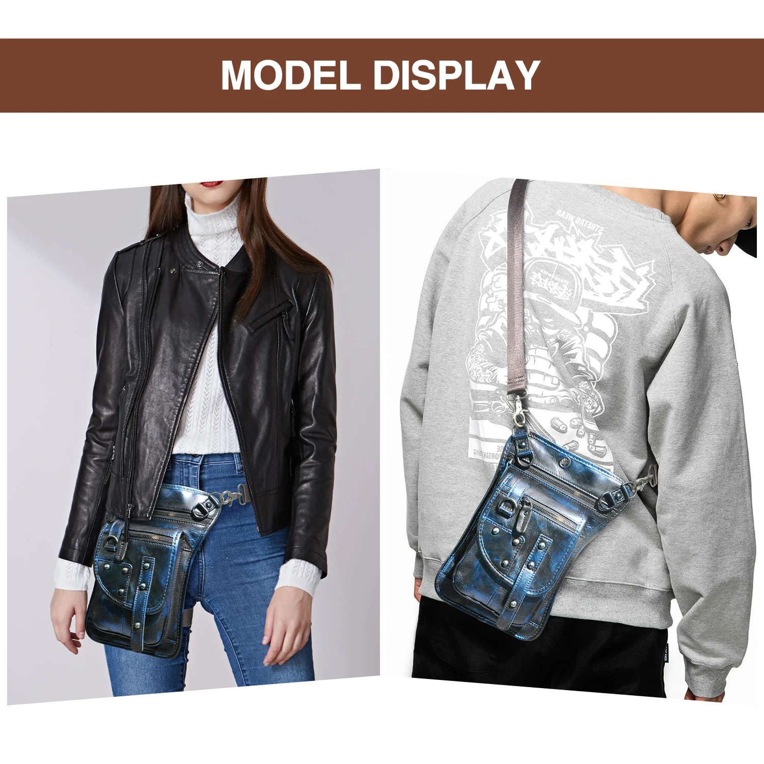 Natural Leather Design Men Small Casual Messenger Mochila Bag Retro Travel Belt Fanny Waist Belt Pack Drop Leg Bag Pouch 2141
