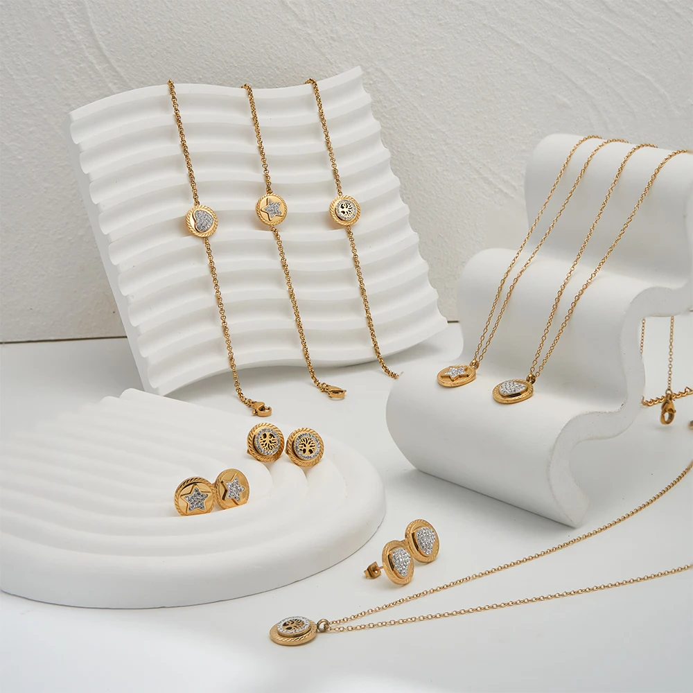 ENFASHION Aretes De Mujer Mud Zircon Series Stud Earrings For Women 18K Plated Gold In Earings Fashion Jewelry 1452 1453 1454