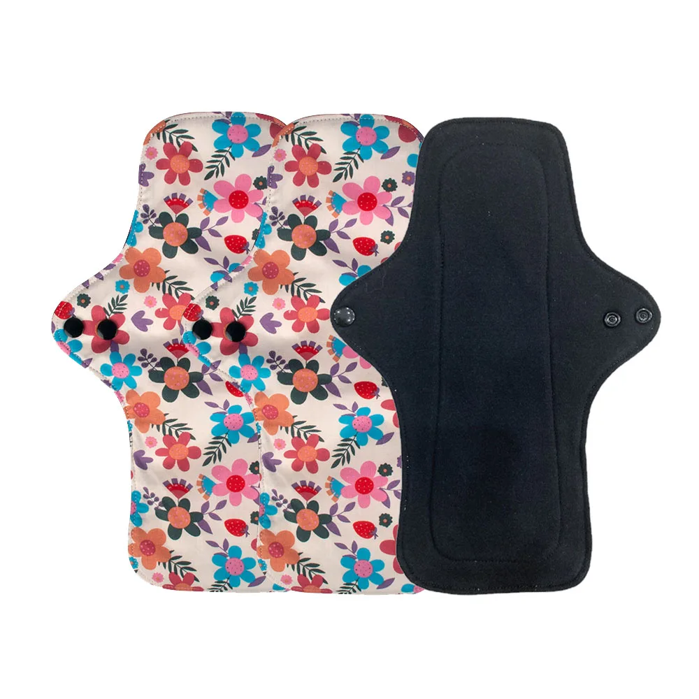 3PCS Menstrual Pad Women Washable Cotton Printed Maternal Sanitary Napkin
