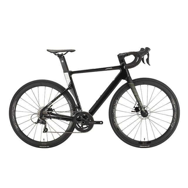 Bicicleta de carretera de carbono con freno de disco hidráulico, bicicleta  de carretera de fibra de carbono con 22 velocidades (color: negro)