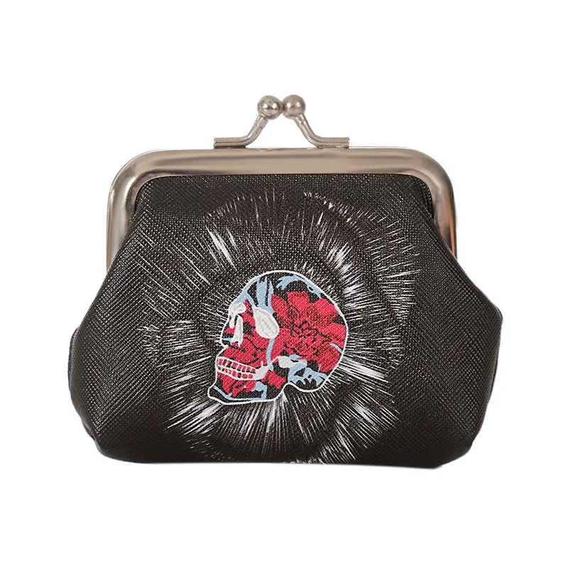 6PCS Fashion PU Leather Coin Purse Punk Rock Style Women Small Change Money Bags Holder Wallet Mini Pouch Souvenir Card