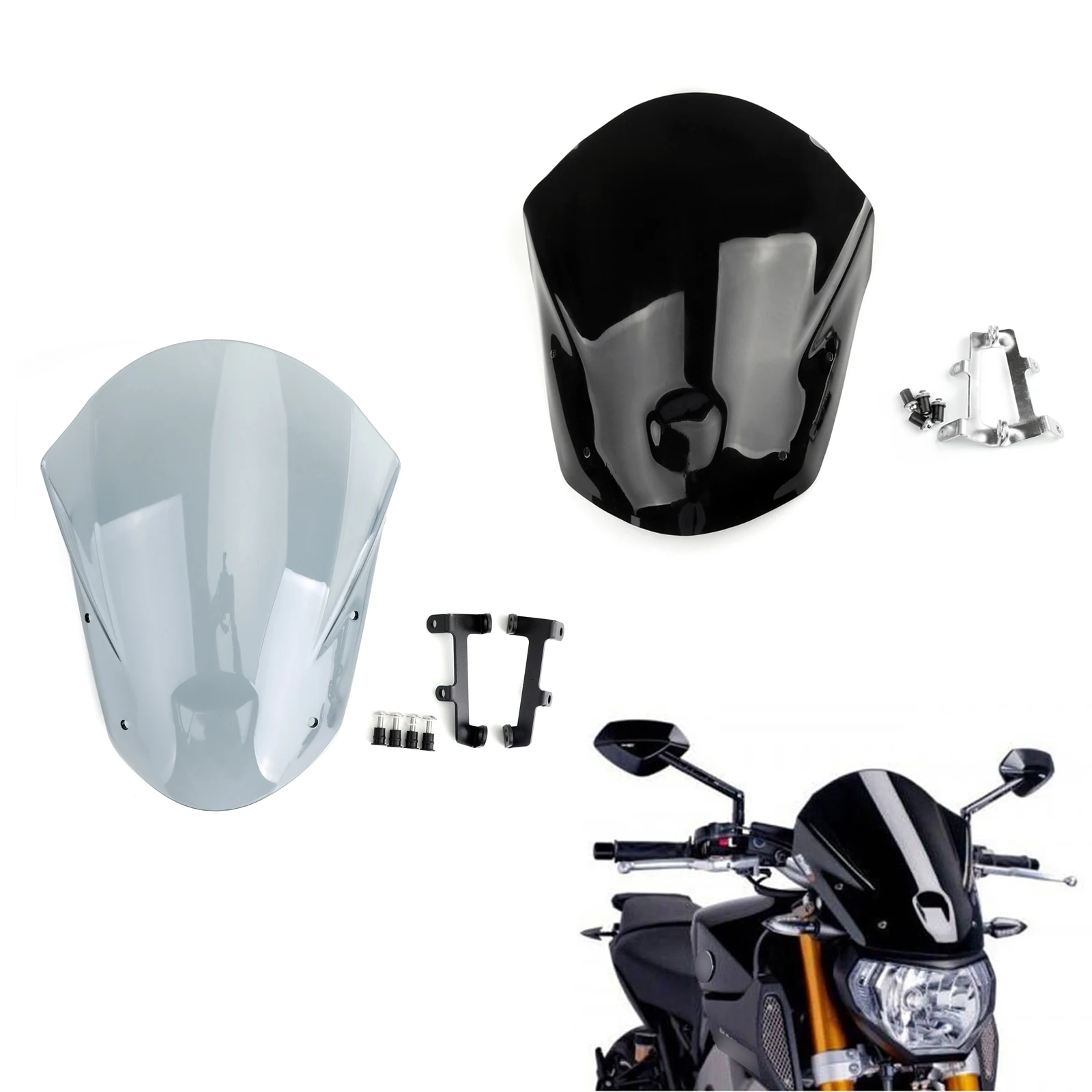 

Areyourshop Motorcycle Windshield WindScreen + Bolts Bracket For Yamaha MT-09 FZ-09 2013-2016 Motorcycle Accessories covers