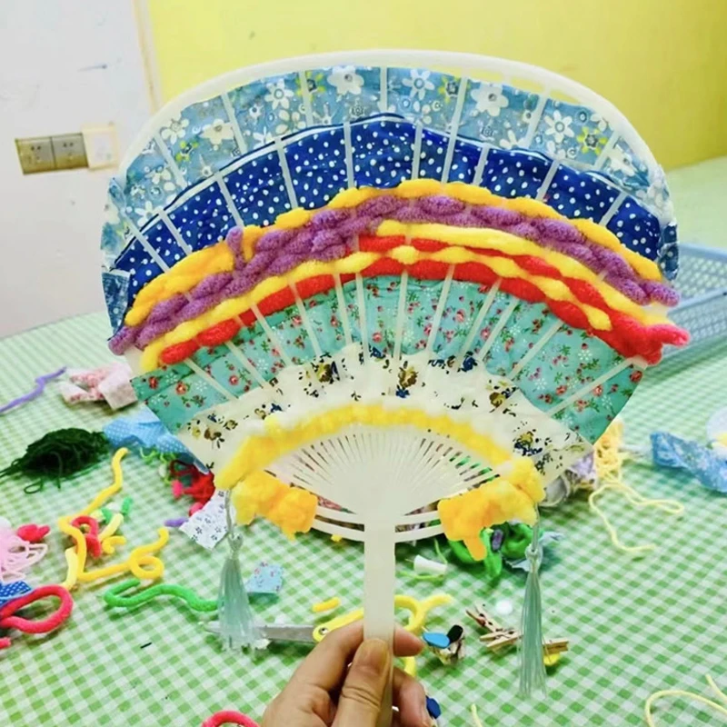 White Plastic Japanese Fan Uchiwa 10-Piece DIY Kit Hand-held Fan Framework hand fan