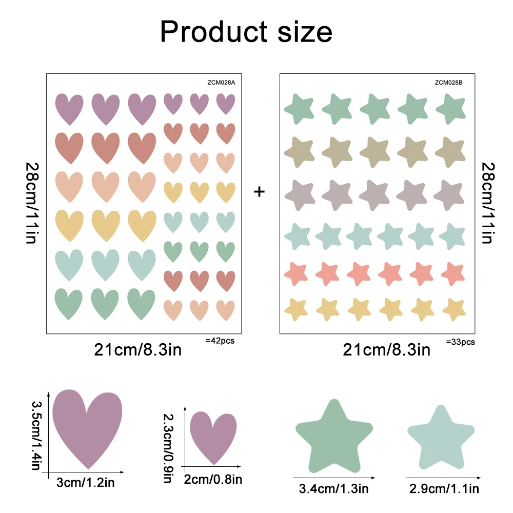 Small Fresh color DIY Wall Stickers for Display Cabinet Window Refrigerator Tile Glass Decor Art Removable Hearts Stars Decals wall stickers window stickers