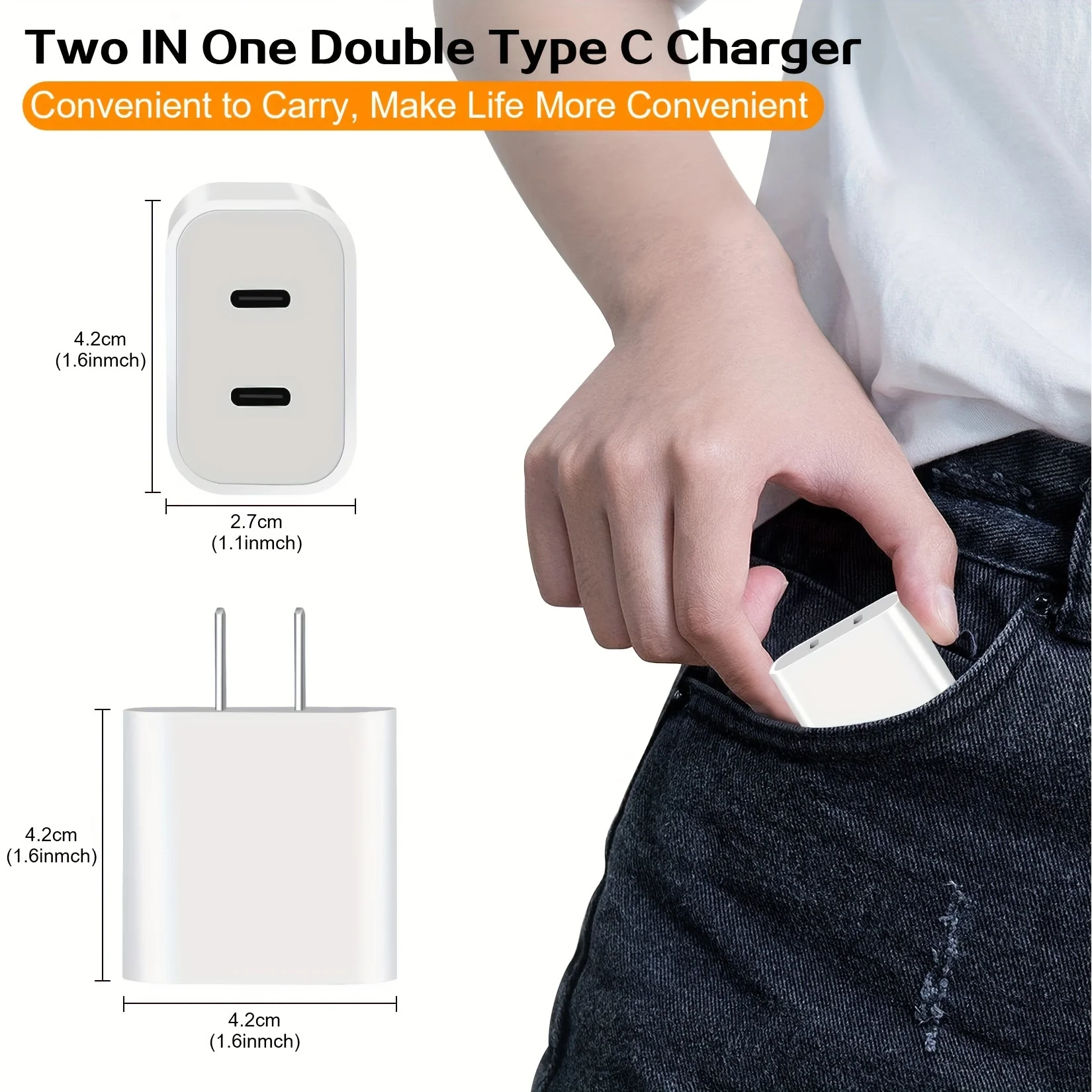 Fast Charging Dual USB C Wall Charger with Cable