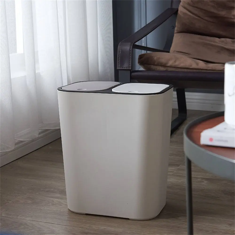 

Classified Trash Can 12l With Lid Fashionable Thickened Durable Household Cleaning Products Press Type Garbage Bin New Trash Can