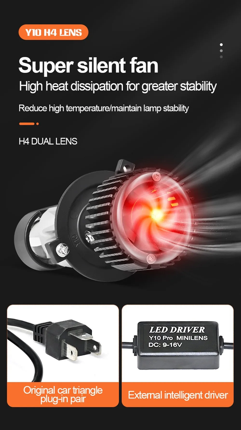 Y10 H4 Led Lamp Mini Projector Car Canbus Led Lens H7 kit Bulb Headlight 6000K 1
