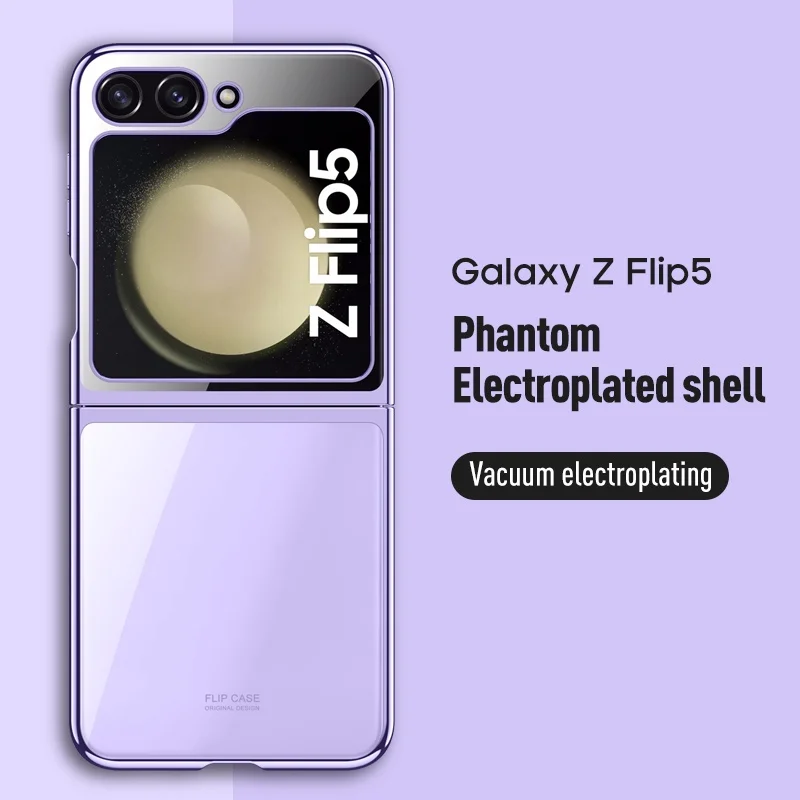 Plating Transparent Hard Plastic Back Cover For Samsung Galaxy Z Flip 5 Flip 4 Flip 3 5G Case Clear Heavy Duty Shockproof
