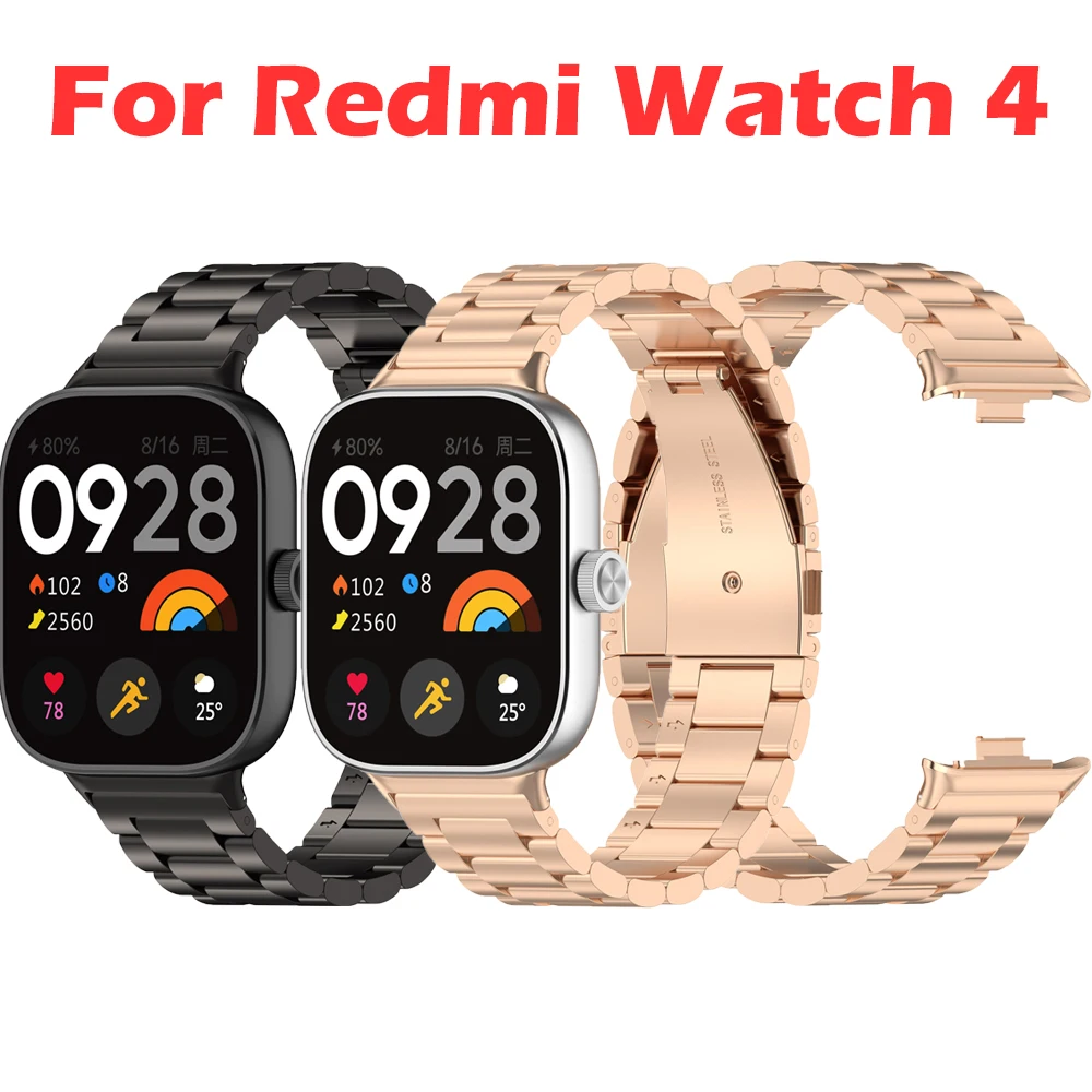 

Ремешок из нержавеющей стали для Redmi Watch 4, металлический деловой браслет для Redmi Watch 4, Сменные аксессуары