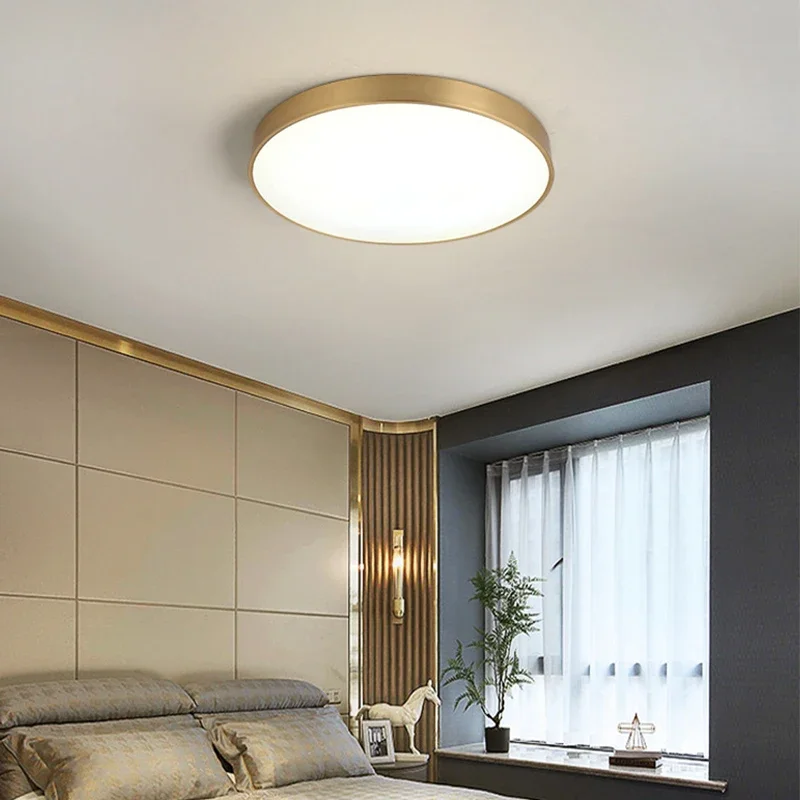 Modern LED Corridor Ceiling Light Lamps Simple Golden Round Living Dining Room Bedroom Aisle Balcony Study Lighting Fixtures