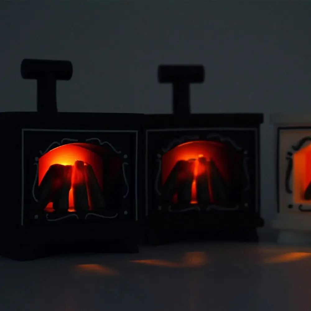 Trendy DIY Mini LED Glowing Fireplace Model Winter Christmas Halloween Gifts DIY Accessories Home Decor for 1/12 Dollhouse 5