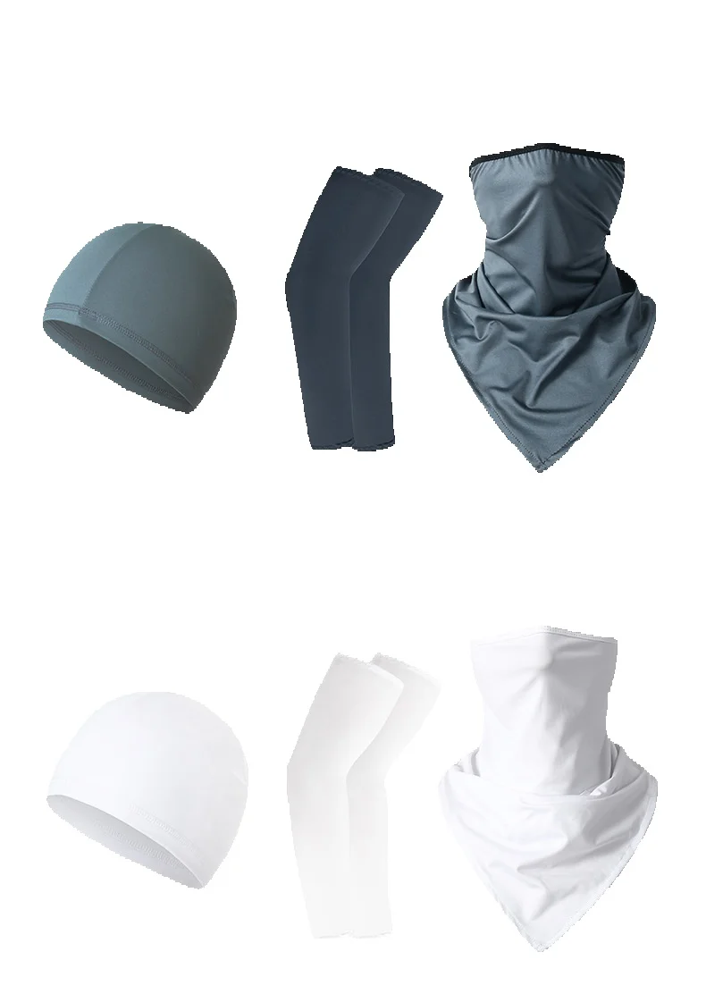 Nuevo gorro de ciclismo con protección solar para exteriores, bufanda triangular de seda con orejas colgantes, funda de hielo para deportes de bicicleta, combinación de tres piezas_voghion.com