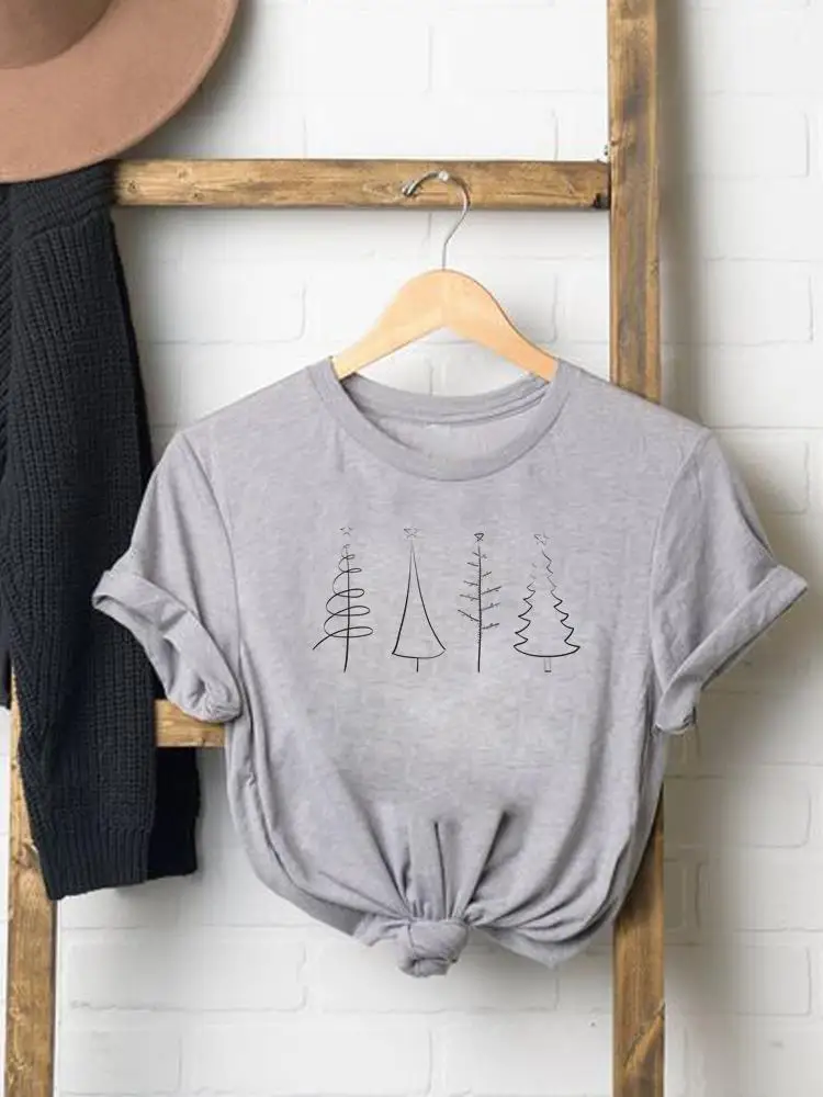 

Christmas Print Top Tree Style Winter 90s Graphic T-shirt Women Holiday Fashion New Year T Shirt Clothes Ladies Clothing Tee