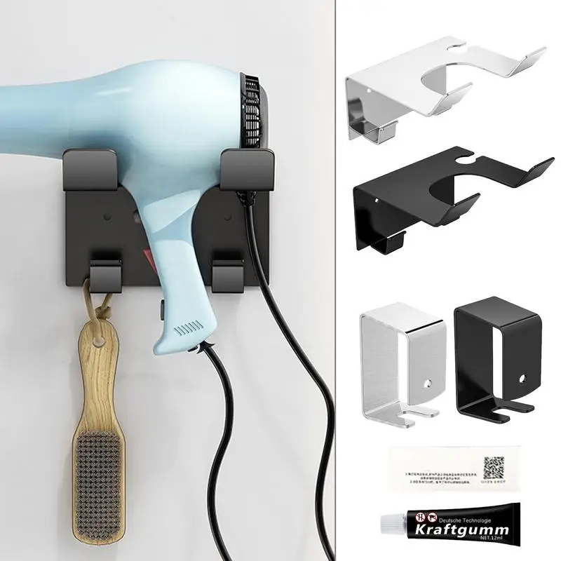 

Wall Hair Dryer Holder Wall Mounted Blow Dryer Hanger Multifunctional Shelf Storage Organizer Stand With Cord Holder Accessories